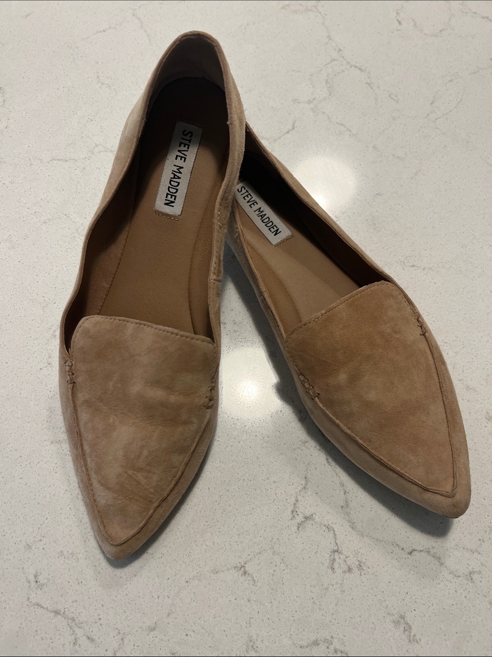 Steve Madden Tan Suede Pointed Toe Loafers - Picture 3 of 6